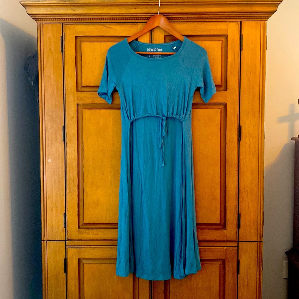 Latched Mama Drawstring Midi Nursing Dress- size S